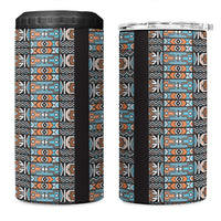 African Ndebele Traditional Attire 4 in 1 Can Cooler Tumbler Black Ndebele Stripe