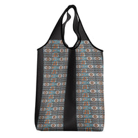African Ndebele Traditional Attire Grocery Bag Black Ndebele Stripe