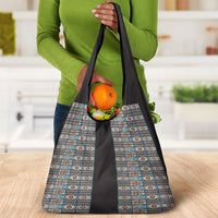 African Ndebele Traditional Attire Grocery Bag Black Ndebele Stripe