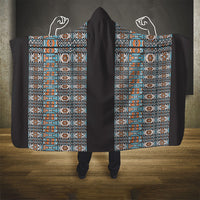 African Ndebele Traditional Attire Hooded Blanket Black Ndebele Stripe