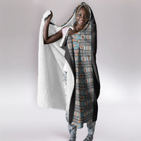 African Ndebele Traditional Attire Hooded Blanket Black Ndebele Stripe