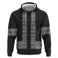 African Ndebele Traditional Attire Hoodie Black Ndebele Stripe
