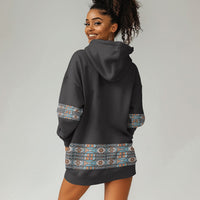 African Ndebele Traditional Attire Hoodie Dress Black Ndebele Stripe