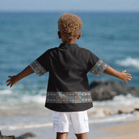 African Ndebele Traditional Attire Kid Hawaiian Shirt Black Ndebele Stripe