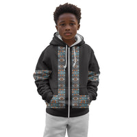 African Ndebele Traditional Attire Kid Hoodie Black Ndebele Stripe