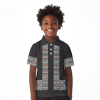 African Ndebele Traditional Attire Kid Polo Shirt Black Ndebele Stripe