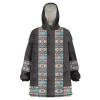 African Ndebele Traditional Attire Kid Wearable Blanket Hoodie Black Ndebele Stripe