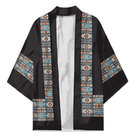 African Ndebele Traditional Attire Kimono Black Ndebele Stripe