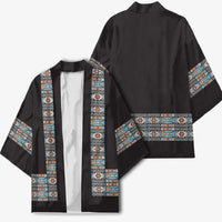 African Ndebele Traditional Attire Kimono Black Ndebele Stripe