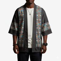 African Ndebele Traditional Attire Kimono Black Ndebele Stripe