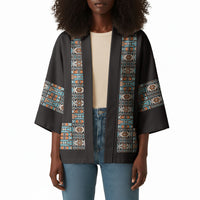 African Ndebele Traditional Attire Kimono Black Ndebele Stripe