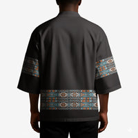 African Ndebele Traditional Attire Kimono Black Ndebele Stripe