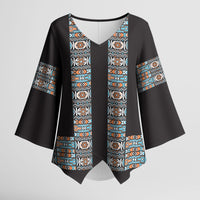 African Ndebele Traditional Attire Kimono Sleeve Blouse Black Ndebele Stripe