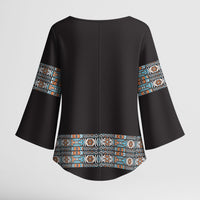 African Ndebele Traditional Attire Kimono Sleeve Blouse Black Ndebele Stripe