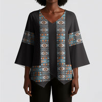 African Ndebele Traditional Attire Kimono Sleeve Blouse Black Ndebele Stripe