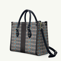 African Ndebele Traditional Attire Leather Bag Black Ndebele Stripe