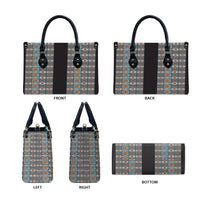 African Ndebele Traditional Attire Leather Bag Black Ndebele Stripe