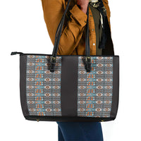 African Ndebele Traditional Attire Leather Tote Bag Black Ndebele Stripe