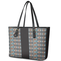 African Ndebele Traditional Attire Leather Tote Bag Black Ndebele Stripe