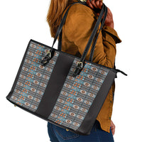 African Ndebele Traditional Attire Leather Tote Bag Black Ndebele Stripe