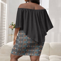 African Ndebele Traditional Attire Off Shoulder Short Dress Black Ndebele Stripe
