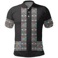 African Ndebele Traditional Attire Polo Shirt Black Ndebele Stripe