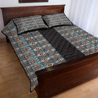 African Ndebele Traditional Attire Quilt Bed Set Black Ndebele Stripe