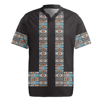 African Ndebele Traditional Attire Rugby Jersey Black Ndebele Stripe