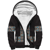 African Ndebele Traditional Attire Sherpa Hoodie Black Ndebele Stripe