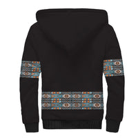 African Ndebele Traditional Attire Sherpa Hoodie Black Ndebele Stripe