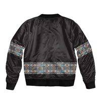 African Ndebele Traditional Attire Sleeve Zip Bomber Jacket Black Ndebele Stripe