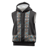 African Ndebele Traditional Attire Sleeveless Hoodie Black Ndebele Stripe
