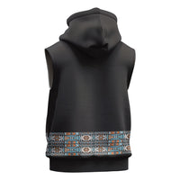 African Ndebele Traditional Attire Sleeveless Hoodie Black Ndebele Stripe