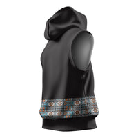 African Ndebele Traditional Attire Sleeveless Hoodie Black Ndebele Stripe