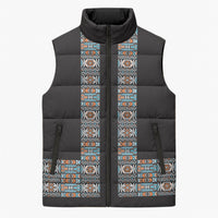 African Ndebele Traditional Attire Sleeveless Puffer Jacket Black Ndebele Stripe