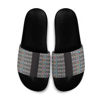 African Ndebele Traditional Attire Slide Sandals Black Ndebele Stripe
