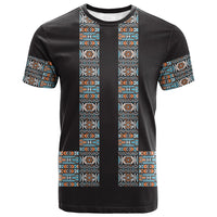African Ndebele Traditional Attire T shirt Black Ndebele Stripe