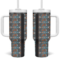 African Ndebele Traditional Attire Tumbler With Handle Black Ndebele Stripe