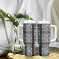 African Ndebele Traditional Attire Tumbler With Handle Black Ndebele Stripe