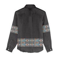 African Ndebele Traditional Attire Women Casual Shirt Black Ndebele Stripe