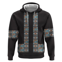 African Ndebele Traditional Attire Zip Hoodie Black Ndebele Stripe