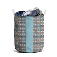 African Ndebele Traditional Attire Laundry Basket Blue Ndebele Stripe