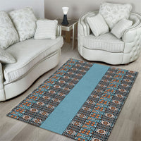 African Ndebele Traditional Attire Area Rug Blue Ndebele Stripe