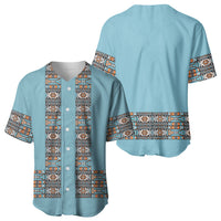 African Ndebele Traditional Attire Baseball Jersey Blue Ndebele Stripe