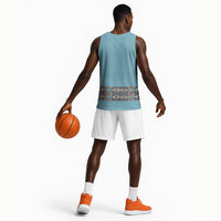 African Ndebele Traditional Attire Basketball Jersey Blue Ndebele Stripe