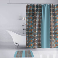 African Ndebele Traditional Attire Bathroom Set Blue Ndebele Stripe