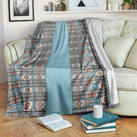 African Ndebele Traditional Attire Blanket Blue Ndebele Stripe