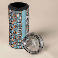 African Ndebele Traditional Attire 4 in 1 Can Cooler Tumbler Blue Ndebele Stripe