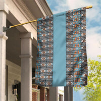 African Ndebele Traditional Attire Garden Flag Blue Ndebele Stripe
