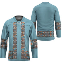 African Ndebele Traditional Attire Hockey Jersey Blue Ndebele Stripe